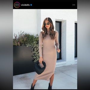 Tan ribbed midi dress from VICI